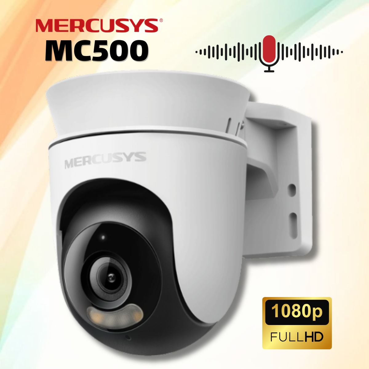 Camera An Ninh Ngoài Trời Mercusys MC500 1080p Full HD, Xoay 360°, Có Màu Ban Đêm, Hỗ Trợ Thẻ Nhớ 512GB, IP65