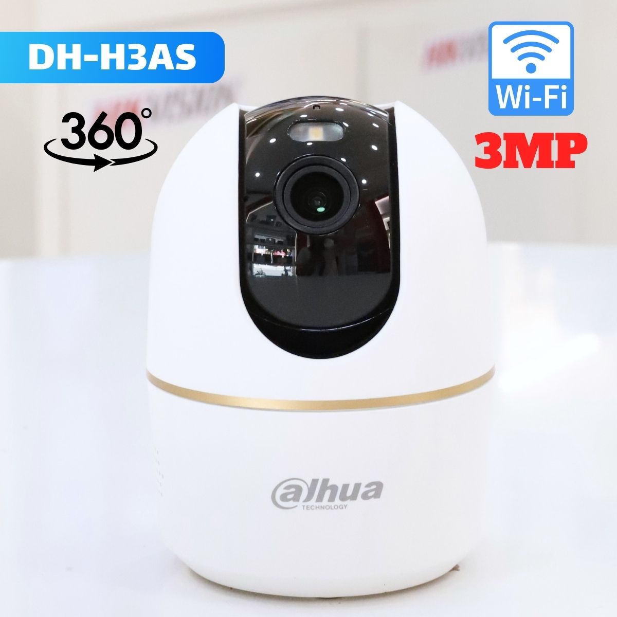 Camera Wi-Fi 360° Dahua Hero DH-H3AS 3MP Wi-Fi 6 Băng Tần Kép, Đàm Thoại 2 Chiều, Phát Hiện Người & Thú Cưng, Báo Động Đèn & Còi