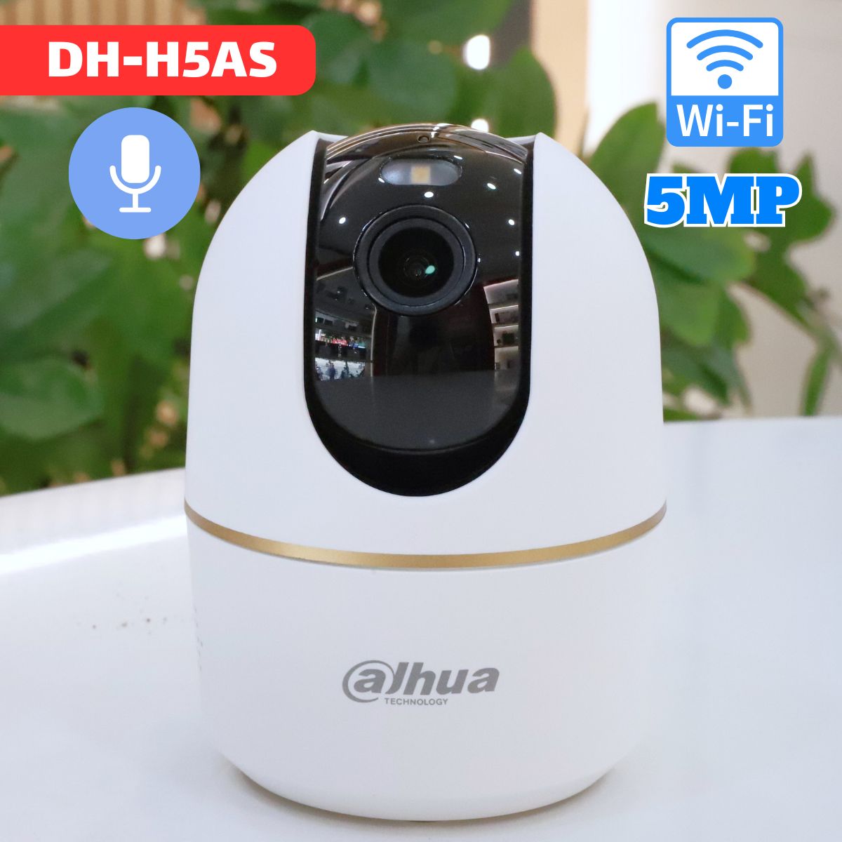 Camera Wi-Fi Trong Nhà Dahua Hero DH-H5AS 5MP Xoay 360°, Đèn Kép Ban Đêm Có Màu, Báo Động Âm Thanh & Ánh Sáng