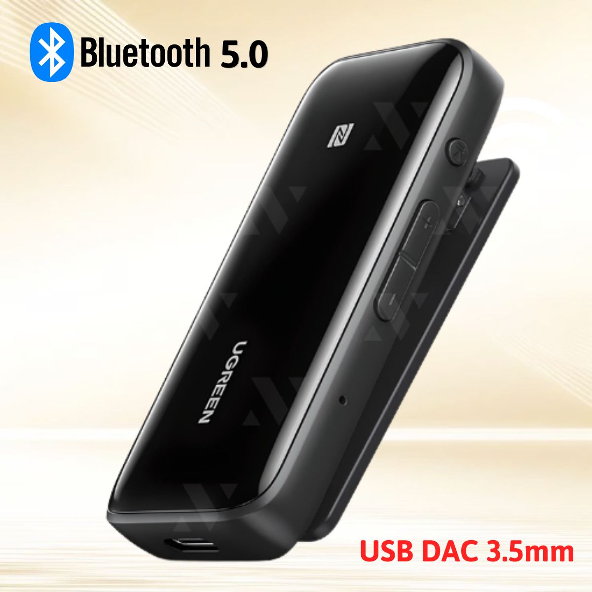 Bộ chuyển đổi Bluetooth 5.0 Ugreen 80895 CM402, Kết nối lên đến 100 mét, Receiver USB DAC 3.5mm