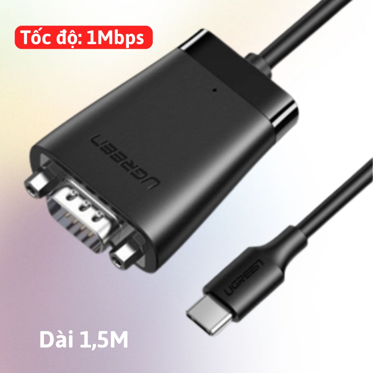 Cáp chuyển đổi USB Type-C 2.0 sang Com RS232 Ugreen 70612 Dài 1,5M, Tốc độ 1Mbps, Chất liệu PVC dẻo dai