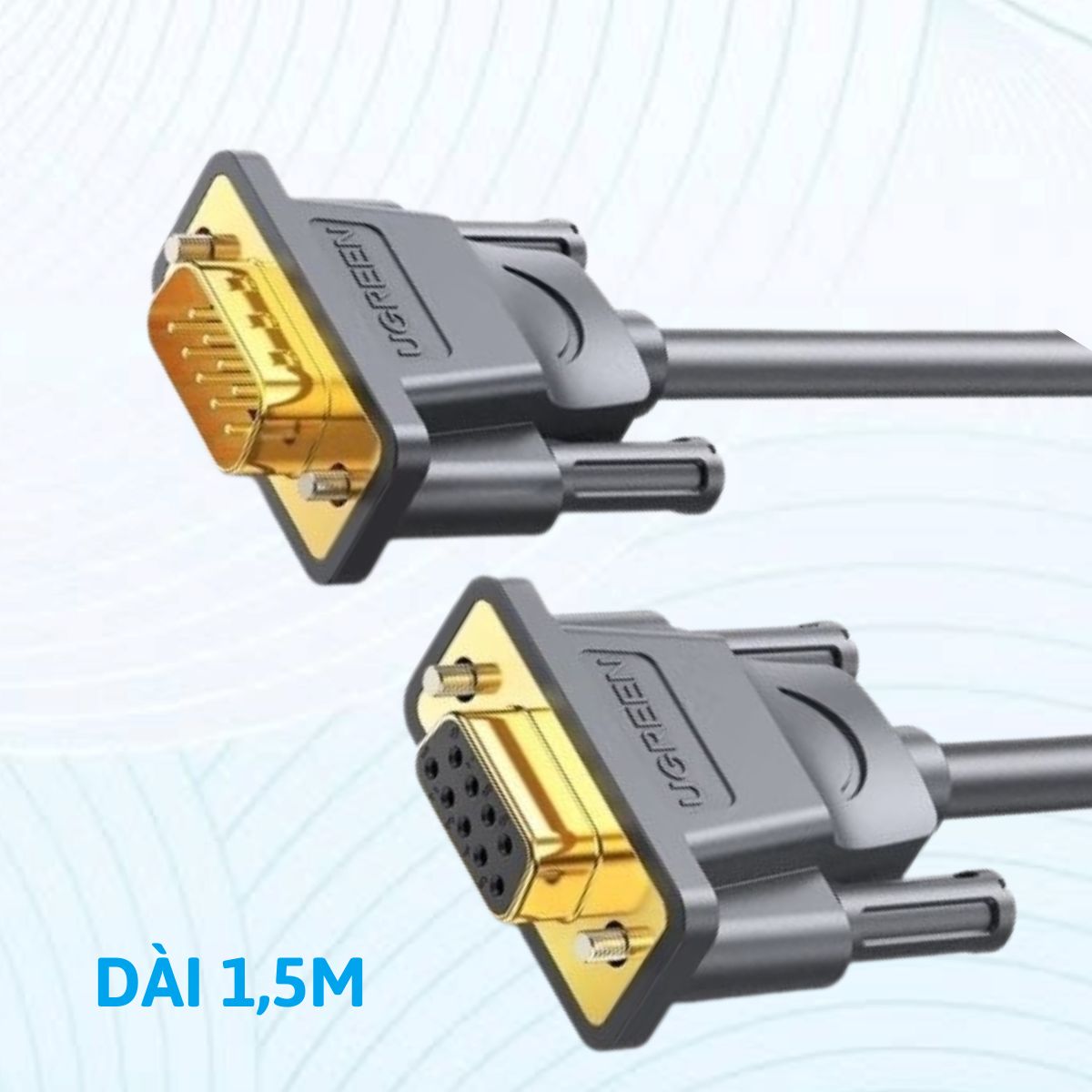 Cáp dữ liệu Com RS234 DB102 Ugreen 60309 Dài 1,5m, Nhiều lá chắn, Đầu nối mạ vàng 