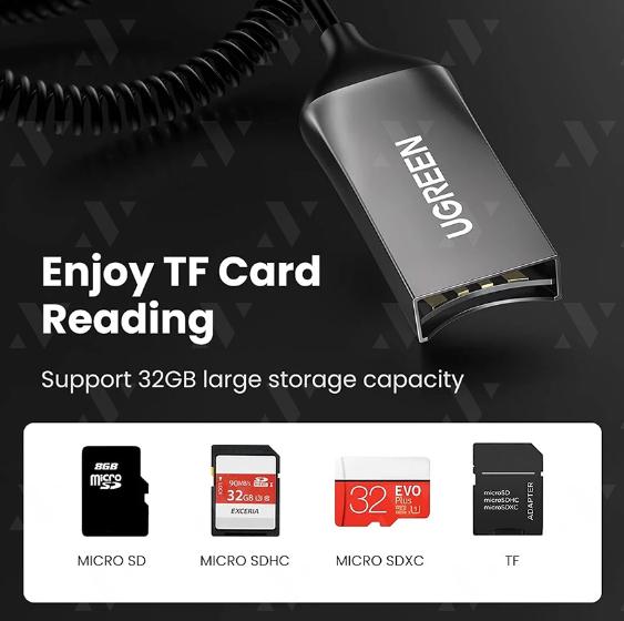 USB chuyển đổi âm thanh Bluetooth 5.0 Ugreen 70603 CM310 Bộ nhớ 32GB, Độ nhạy Micro -42dB