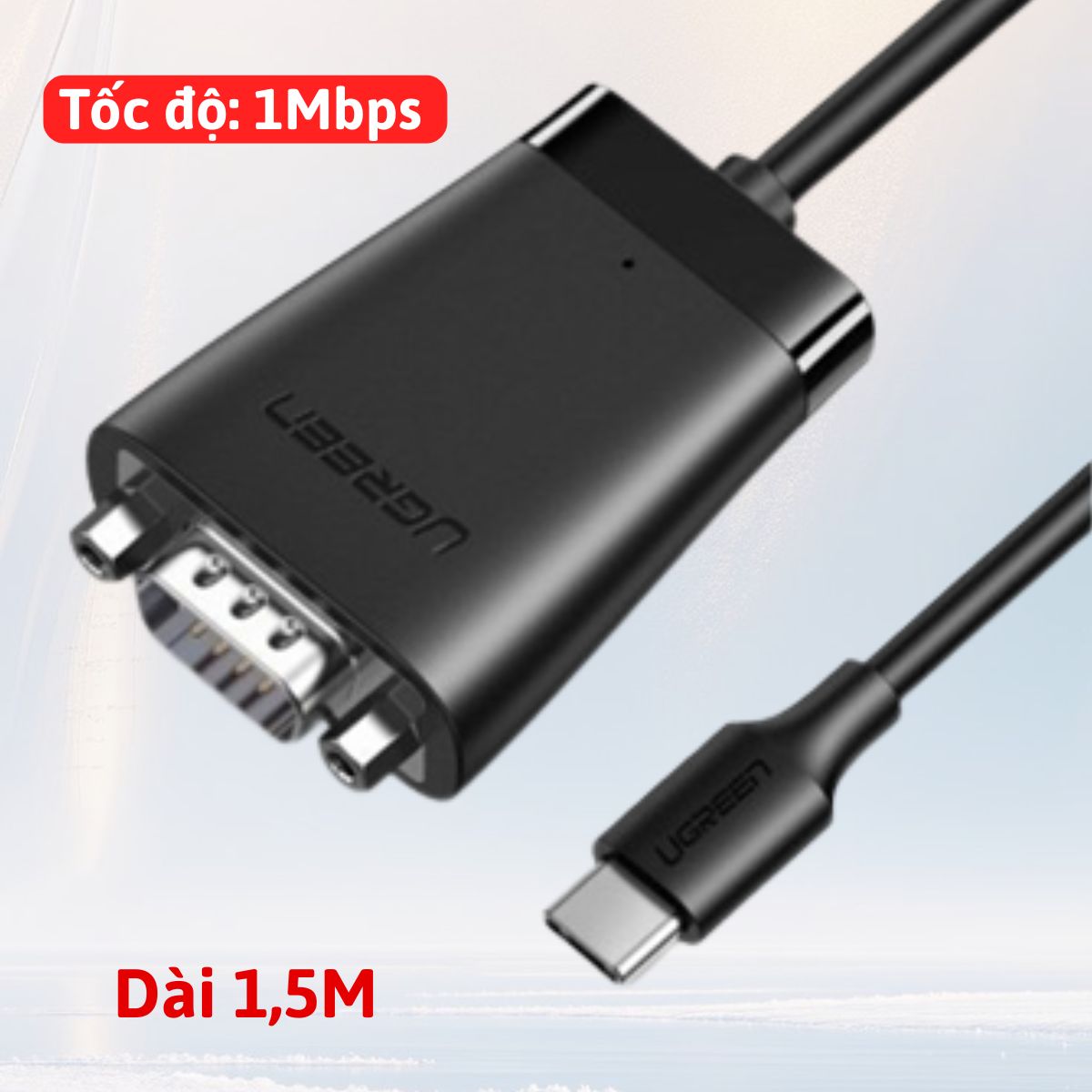 Cáp chuyển đổi USB Type-C 2.0 sang Com RS232 Ugreen 70612 Dài 1,5M, Tốc độ 1Mbps, Lõi đồng nguyên chất