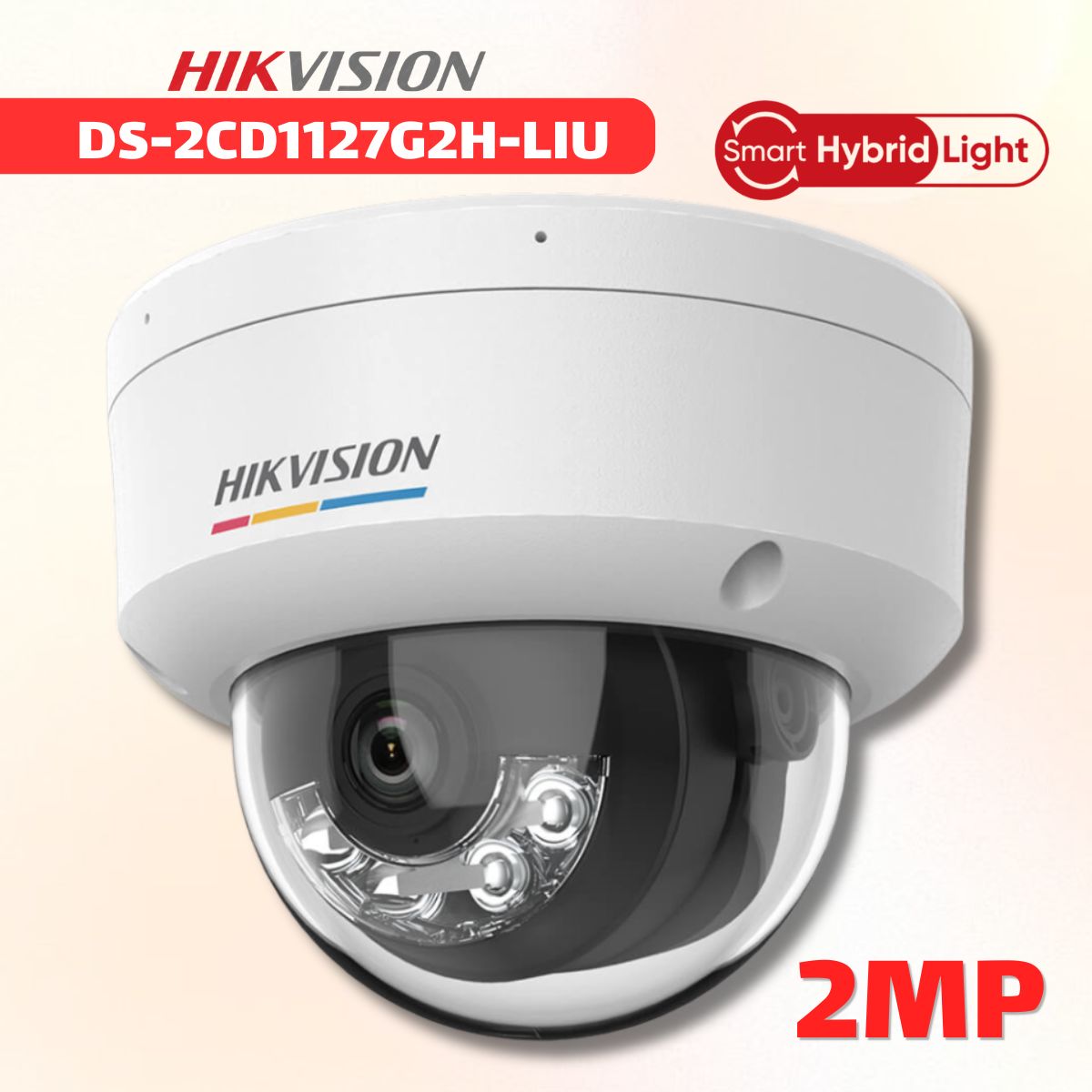Camera IP dome 2MP ColorVu Hikvision DS-2CD1127G2H-LIU Tích hợp Mic, Nhận diện người & xe, IP67, IK08, Hỗ trợ PoE