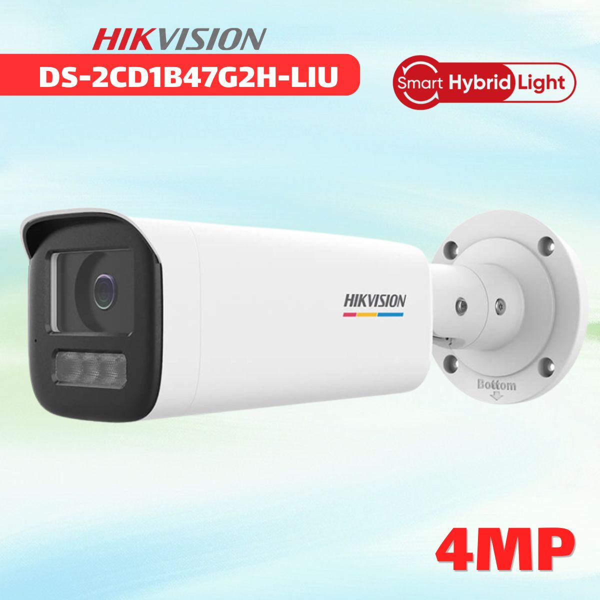 Camera có màu ban đêm HIKVISION DS-2CD1B47G2H-LIU 4MP Phát hiện người & xe, Tích hợp Mic, IP67, Hỗ trợ PoE