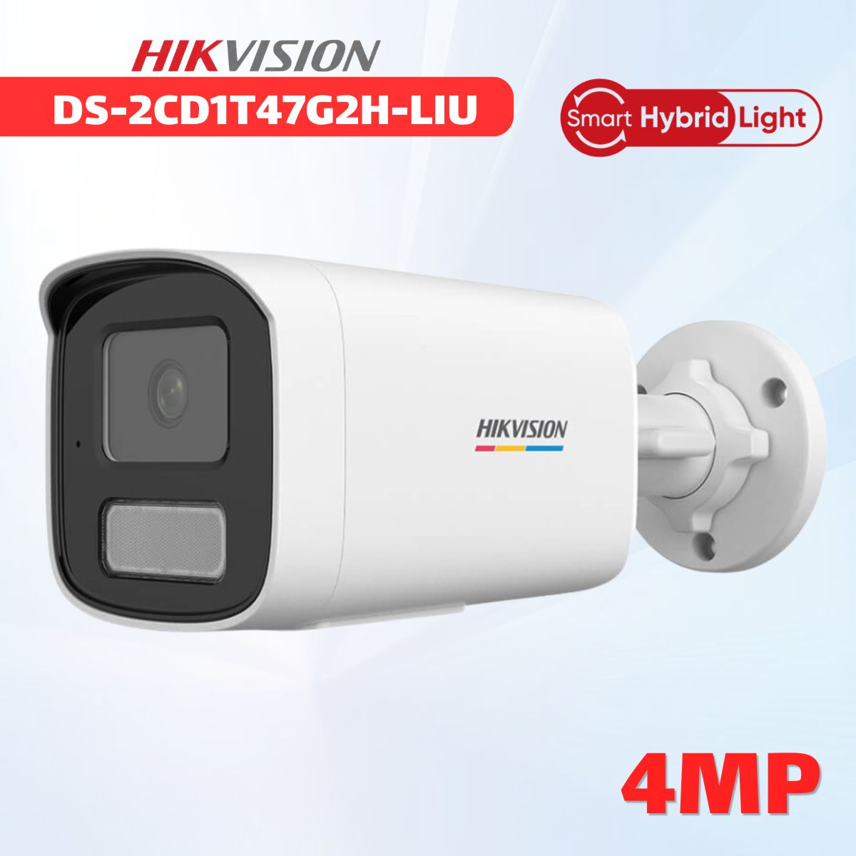 Camera ghi hình màu 24/7 Hikvision DS-2CD1T47G2H-LIU 4MP Smart Hybrid Light 50m, Phát hiện người & xe, Chuẩn IP67