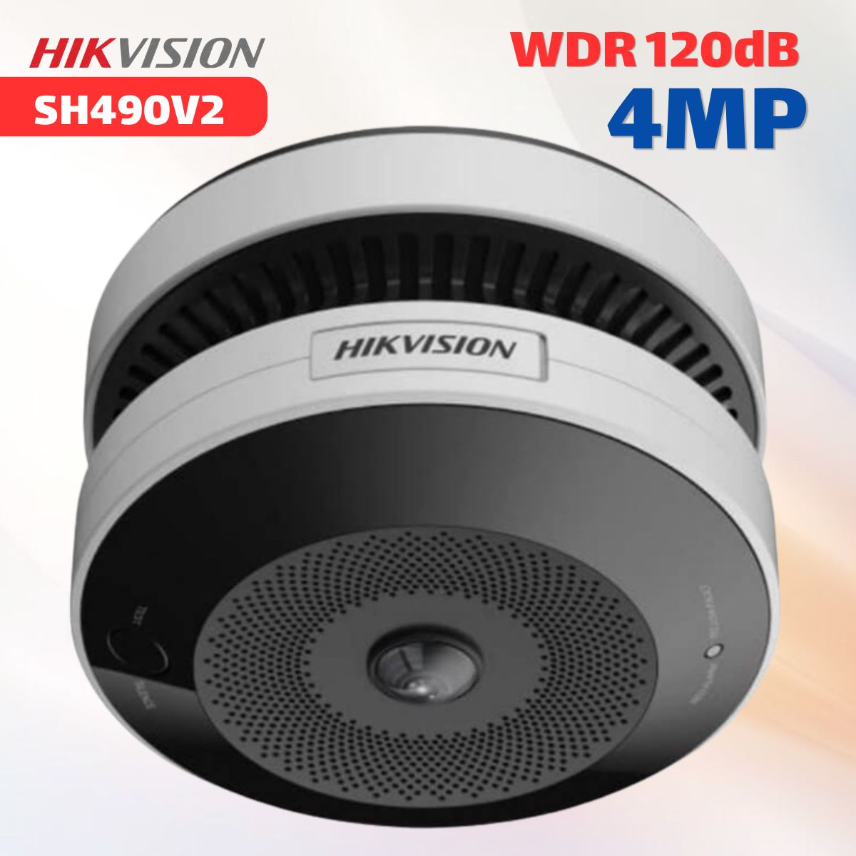 Camera Báo Cháy Mắt Cá IP 4MP Hikvision SH490V2 Tích Hợp Cảm Biến Khói, Còi Hú 85dB, Nguồn PoE, IR15m