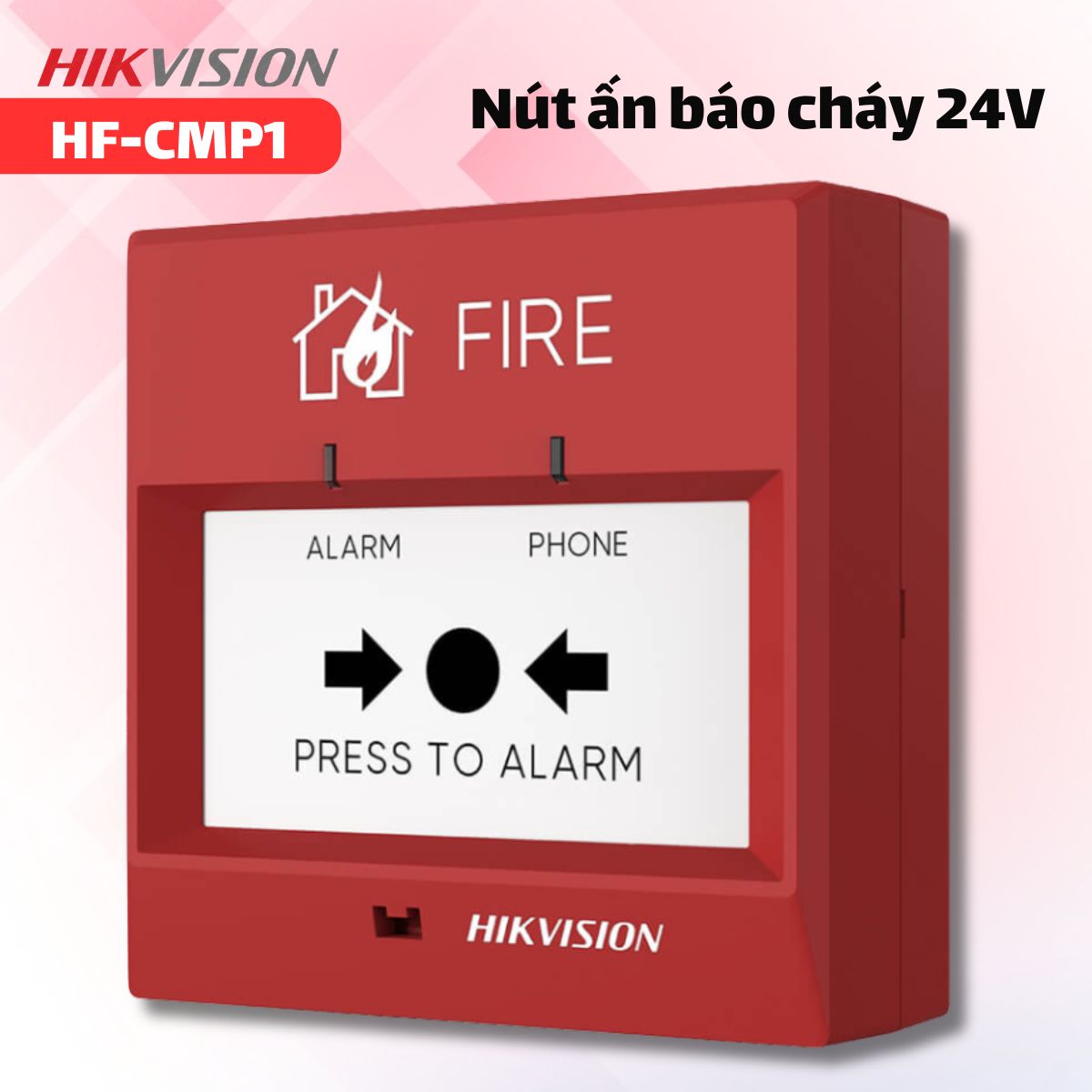 Nút Ấn Báo Cháy Thông Thường 24V Hikfire HF-CMP1 Reset Bằng Chìa Khóa, 2 Đèn LED Đỏ, Kết Nối 2 Dây