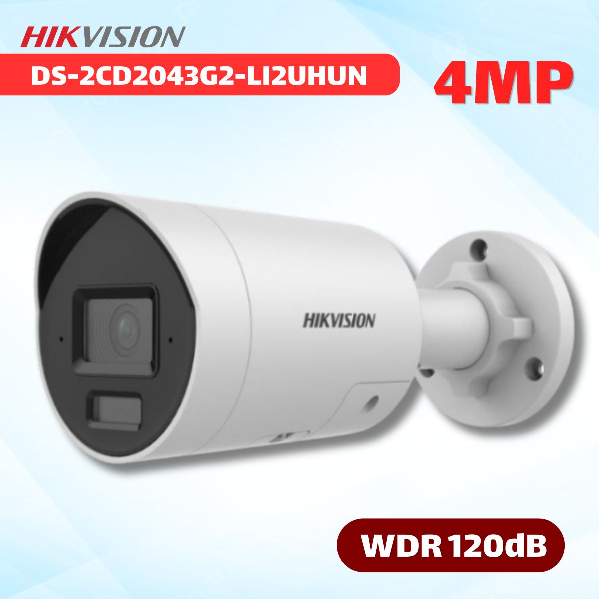 Camera IP Chống Báo Động Giả Hikvision DS-2CD2043G2-LI2UHUN 4MP Phân biệt người & xe, Tích hợp Mic, WDR 120dB, IR40m