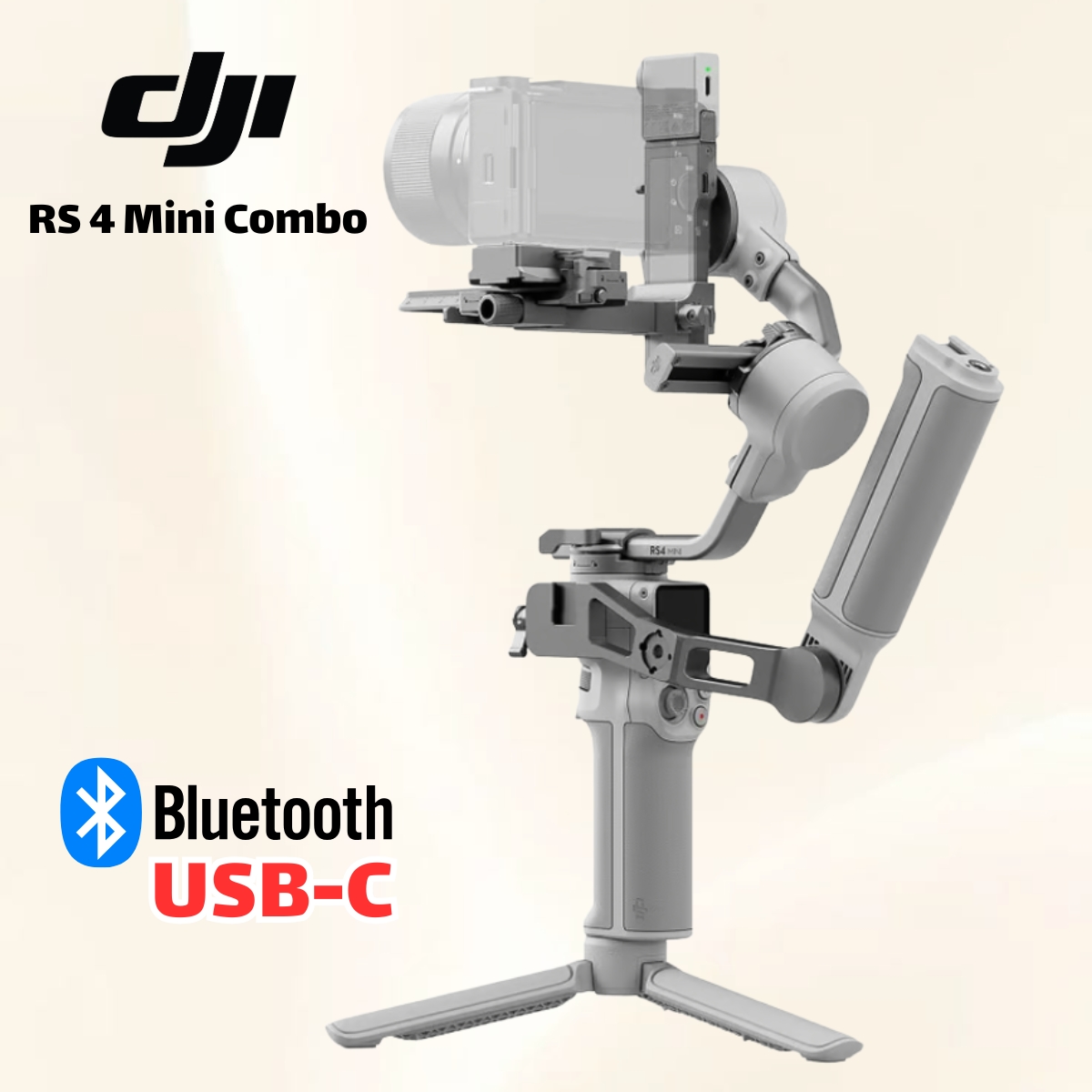 Thiết bị chống rung DJI RS 4 Mini Combo Màn hình cảm ứng OLED, Khóa trục tự động, Kết nối Bluetooth 5.1, Cổng sạc USB-C