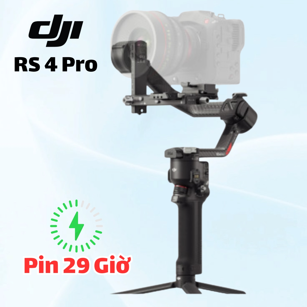Tay Cầm Chống Rung DJI RS 4 Pro Tải Trọng 4.5kg, Khung Sợi Carbon, Khóa Trục Tự Động Gen-2, Pin 29 Giờ