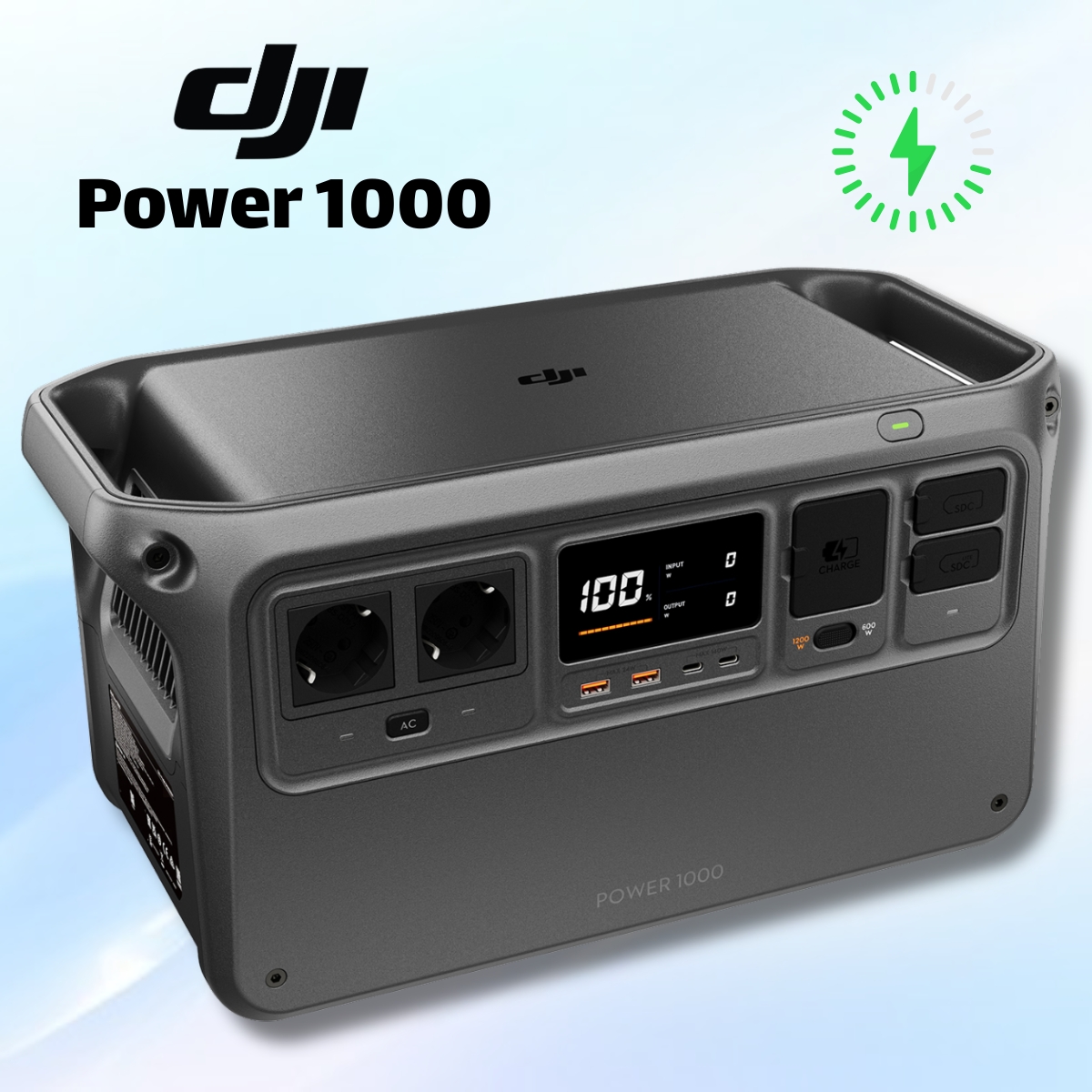 Trạm Sạc Di Động DJI Power 1000 Công Suất 2400W, Sạc Nhanh 70 Phút, Pin LiFePO4, Cổng USB-C 140W