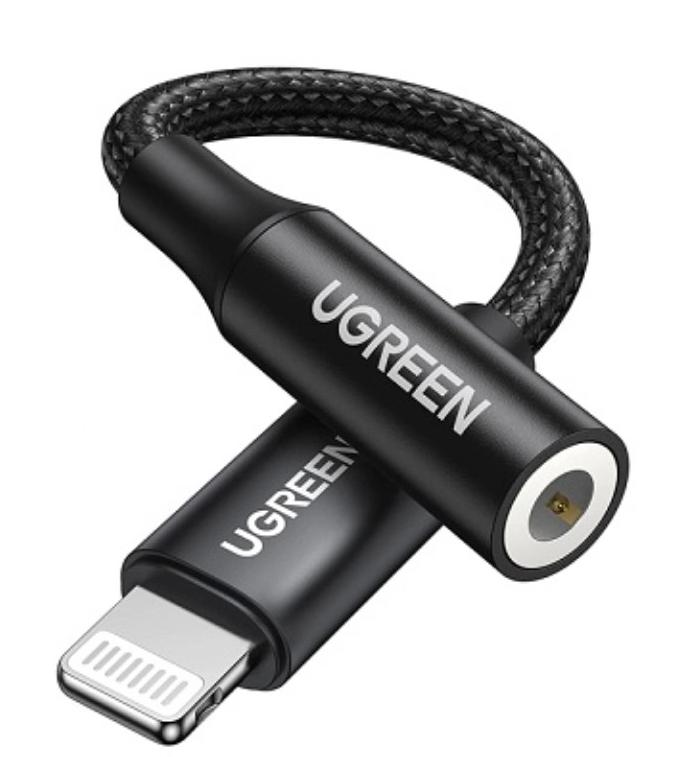 Bộ chuyển đổi Lightning sang âm thanh 3.5mm Ugreen 70860 Chip MFI, Dài 10cm