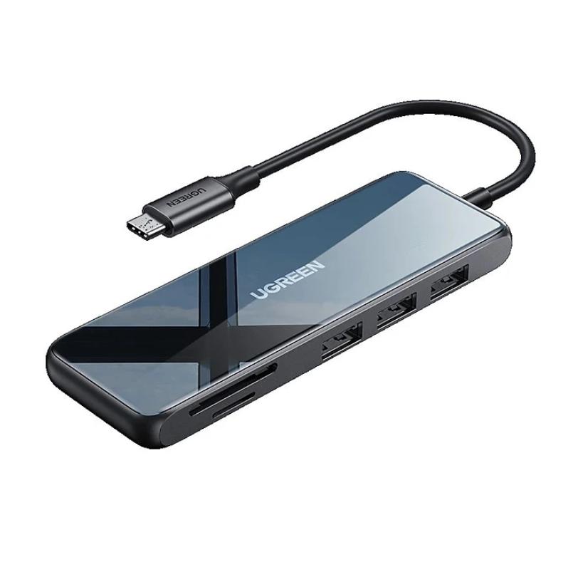 Bộ chuyển USB Type C đa năng ra 4K 60Hz HDMI 6 trong 1 Ugreen 80129 CM314 Màu xám, Đọc thẻ SD/TF