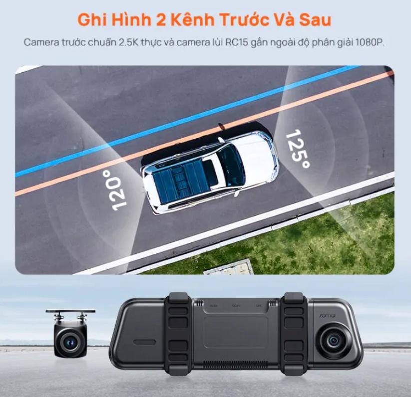 Camera hành trình dạng gương 70mai S410 Ghi hình kép trước & sau, Giám sát đỗ xe 24/7, Thẻ nhớ 256GB (GPS rời)