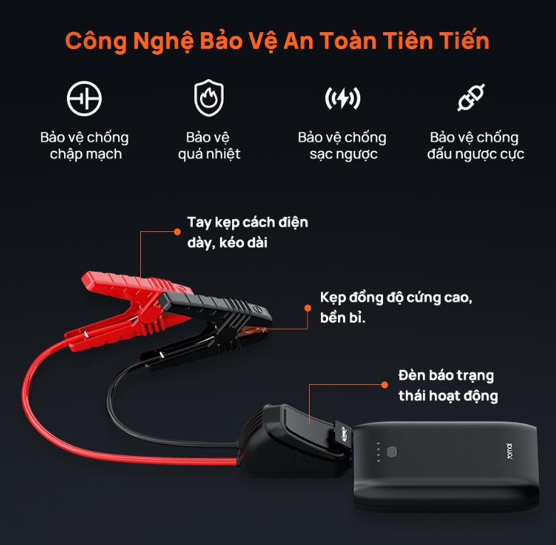 Bộ kích bình ắc quy 70mai PS07 Pin 10400mAh, Tương thích với các dòng xe 12V, Thiết kế nhỏ gọn