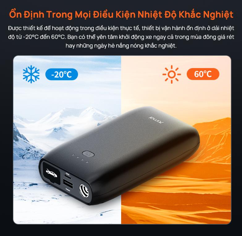 Bộ kích bình ắc quy 70mai PS07 Pin 10400mAh, Tương thích với các dòng xe 12V, Thiết kế nhỏ gọn
