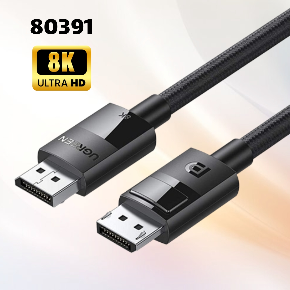 Cáp Displayport 1.4 dài 1,5m Ugreen 80391 Hỗ trợ 8K@60Hz 4K@240Hz, Băng thông 32,4Gbps