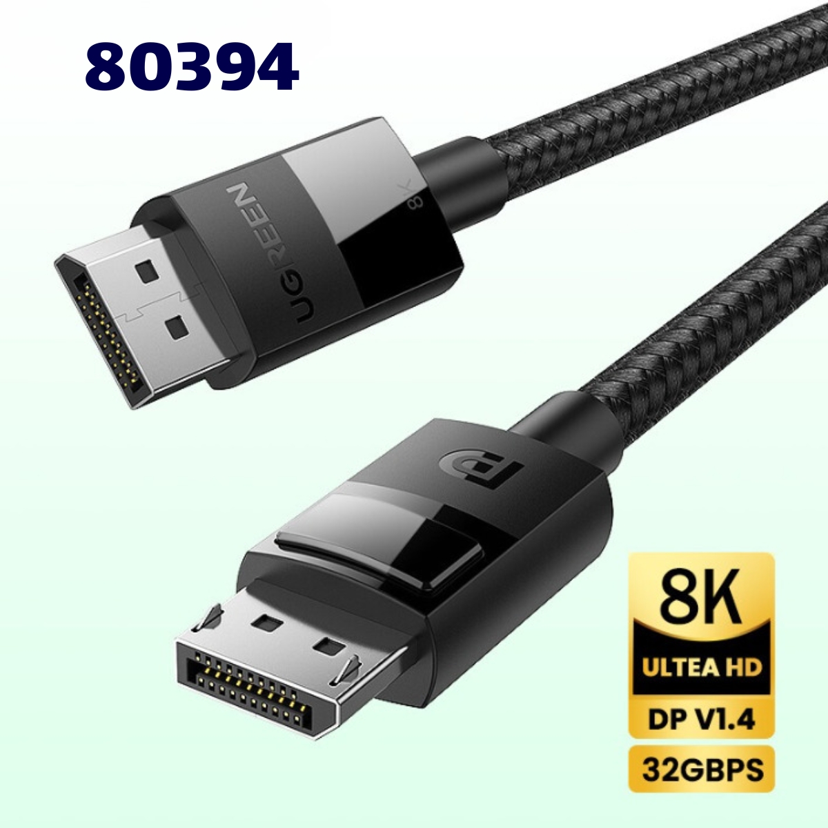 Cáp Displayport 1.4 dài 5m Ugreen 80394 Hỗ trợ 8K@60Hz Băng thông 32,4Gbps