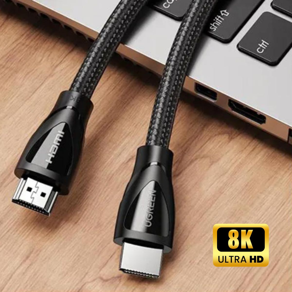 Cáp HDMI Ugreen 80405 5M Chuẩn 2.1 Hỗ trợ 8K/60Hz, Băng thông 48Gbps