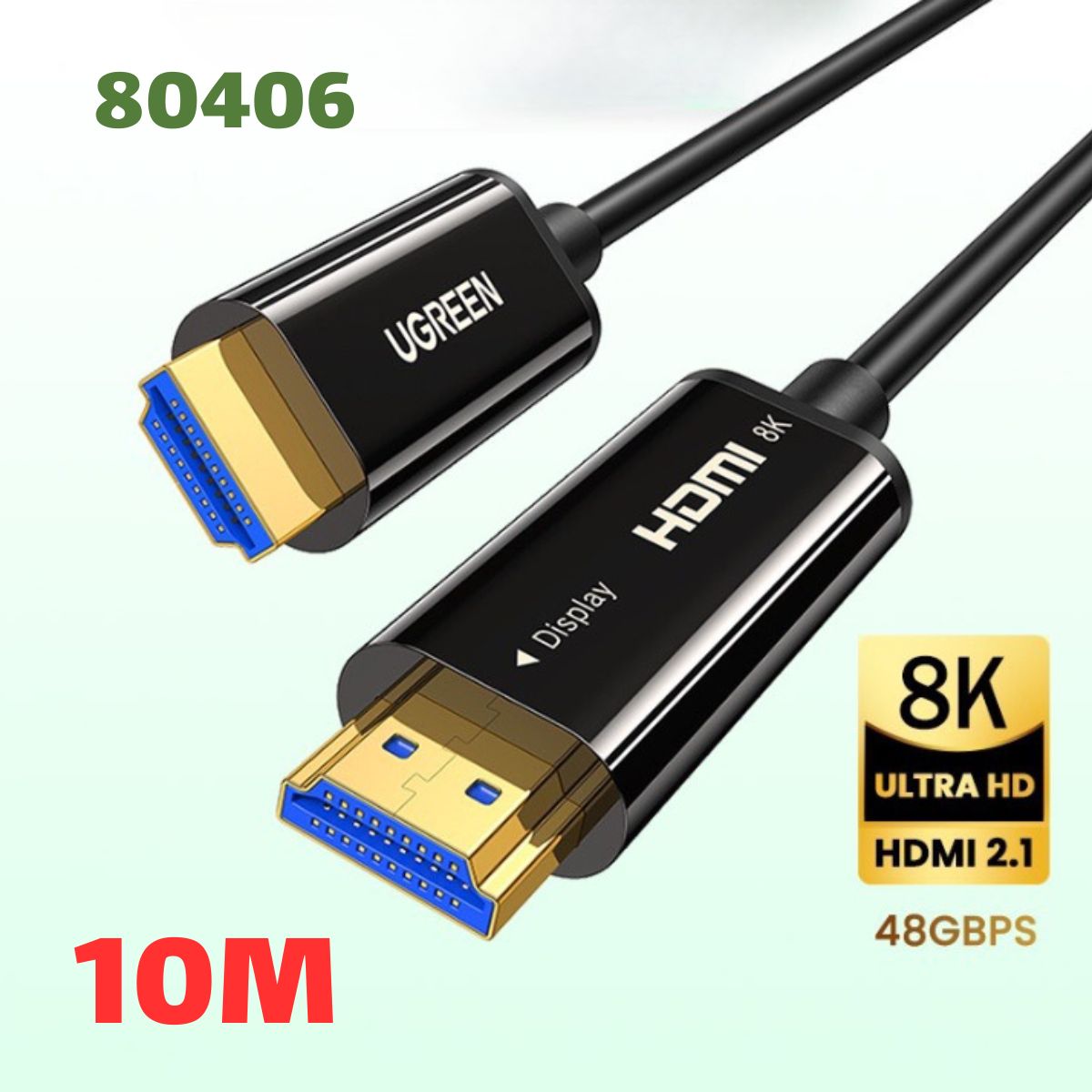 Dây HDMI 2.1 sợi quang 10M Ugreen 80406 Hỗ trợ 8k/ 60hz,  4K/120Hz, Băng thông 48Gbps