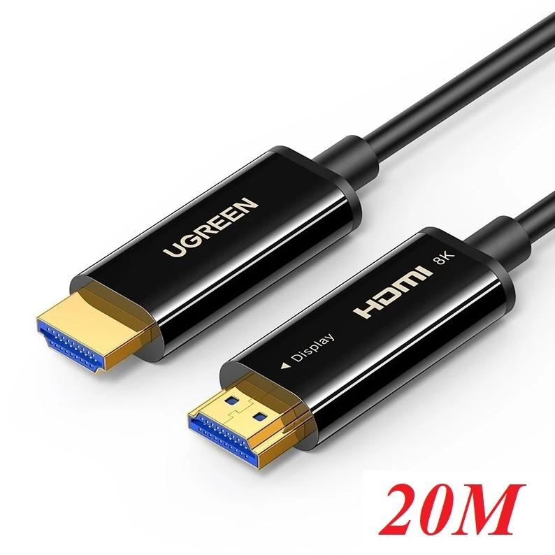 Cáp HDMI sợi quang Ugreen 80408 Chuẩn HDMI 2.1, Dài 20m, Hỗ Trợ 8K@60Hz HDR EARC, Băng thông 48Gbps 