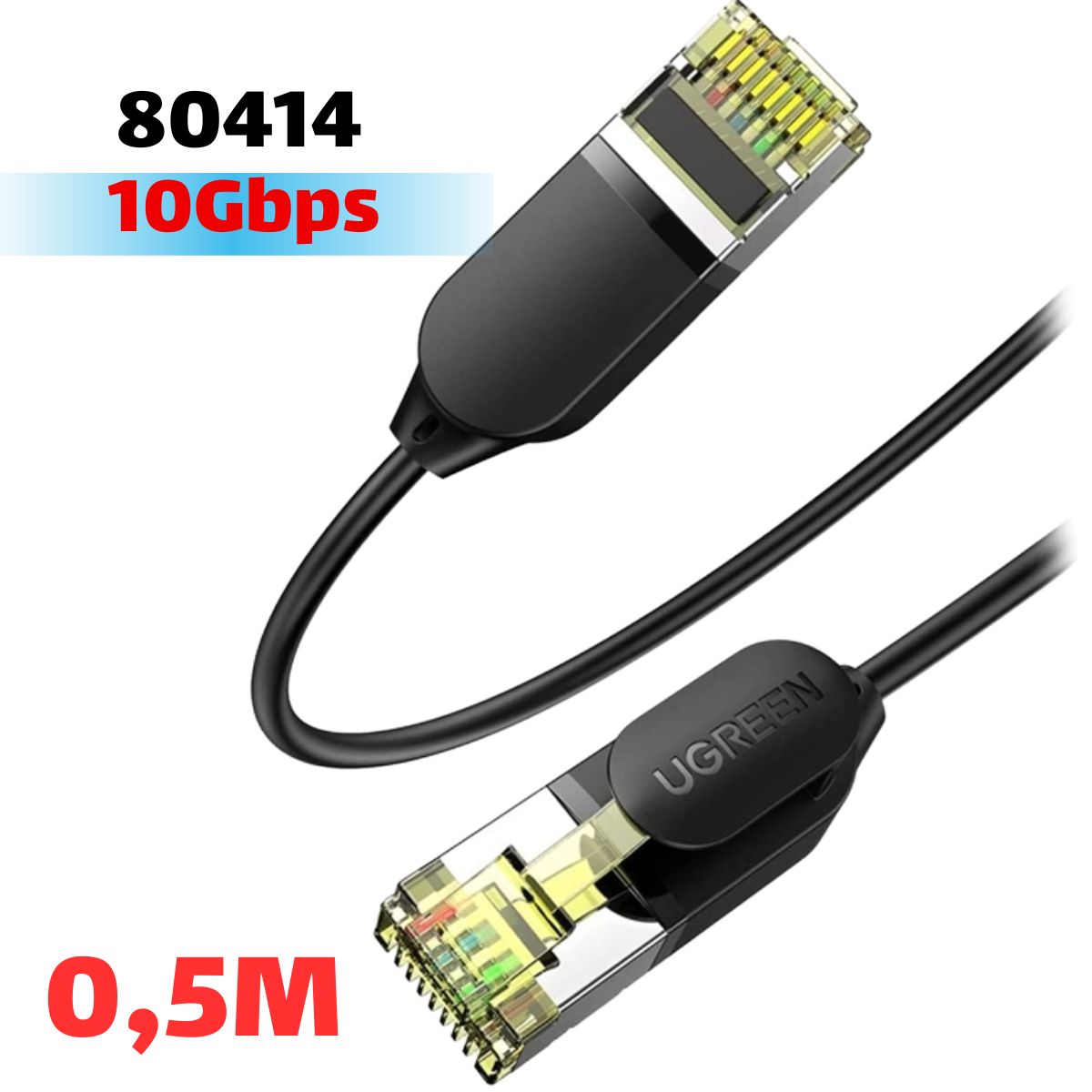 Cáp mạng Cat7 Ultra Slim Ugreen 80414 Dài 0,5M, Băng thông 600MHZ , Tốc độ 10Gbps