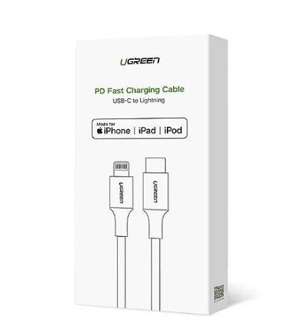 Cáp chuyển USB Type C ra Apple lightning Ugreen 80564 1M Màu xanh đen, Hỗ trợ sạc nhanh PD