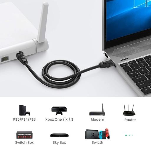 Cáp mạng đúc sẵn tròn Cat8 Ugreen 80727 dài 15M, 8 lõi xoắn đôi, Tốc độ 40Gbps, Chuẩn T568B