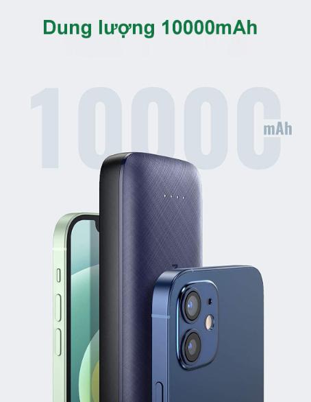 Pin sạc dự phòng 10000mAh Ugreen 80749 Cổng USB và Type C, 2 USB-C (PD và QC)