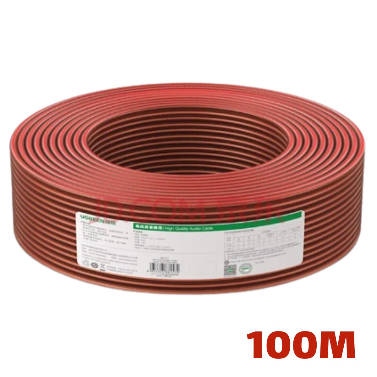 Cáp âm thanh chuyên nghiệp Ugreen 80160 Dài 100M, 50-4000W 300 lõi x2 AV157, Màu đỏ