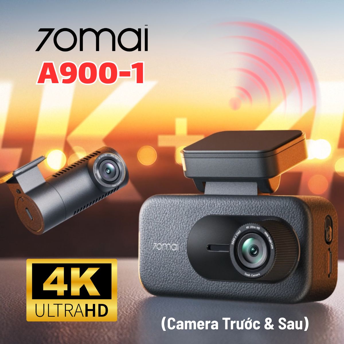 Camera Hành Trình 70mai A900-1 4K HDR Trước & Sau, Giám sát đỗ xe, Điều khiển bằng giọng nói, Thẻ nhớ 512 GB