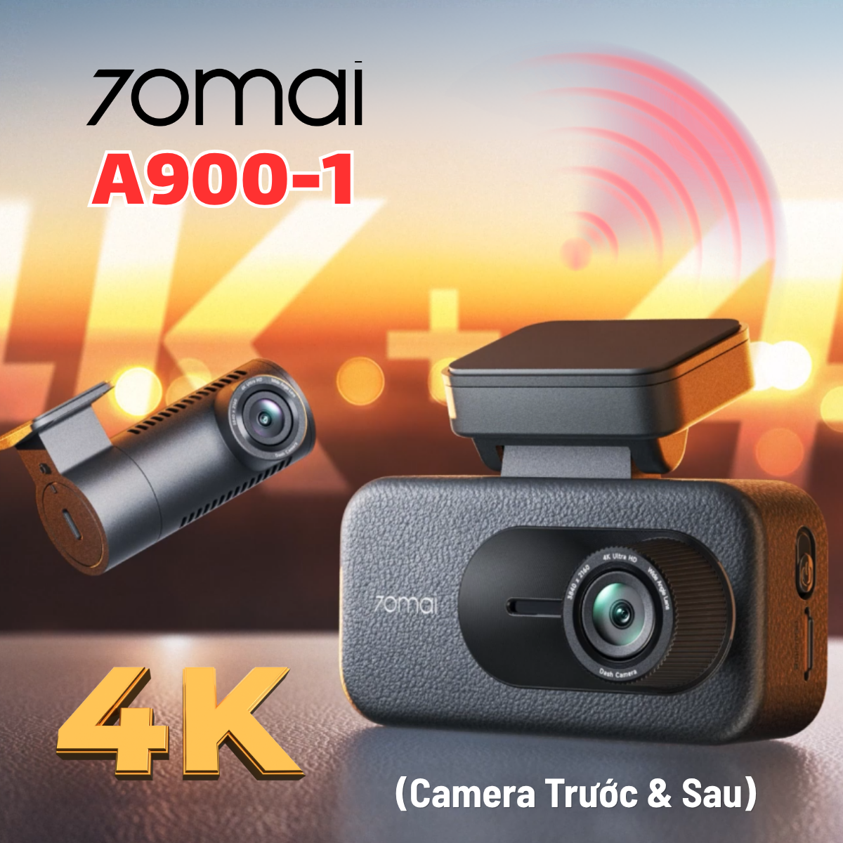 Camera Hành Trình 70mai A900-1 4K HDR Trước & Sau, Giám sát đỗ xe, Điều khiển bằng giọng nói, Thẻ nhớ 512 GB