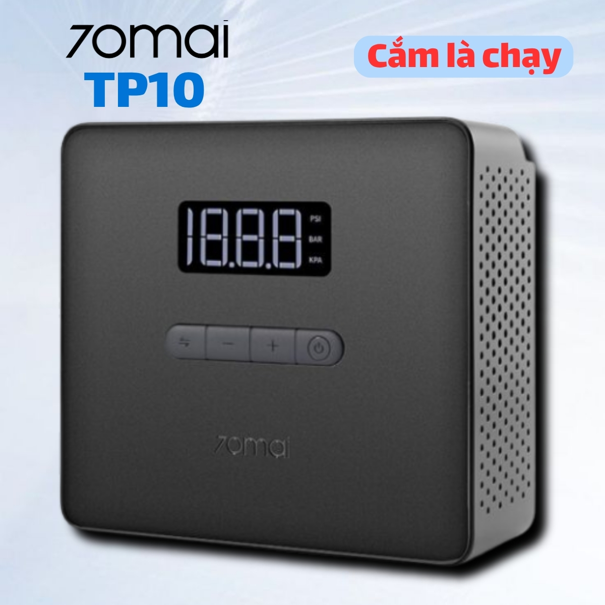 Bơm Lốp Ô Tô 70mai TP10 Áp Suất 130 PSI, Màn Hình Kỹ Thuật Số, Nguồn Điện 12V, Đo Áp Suất Lốp Tự Động