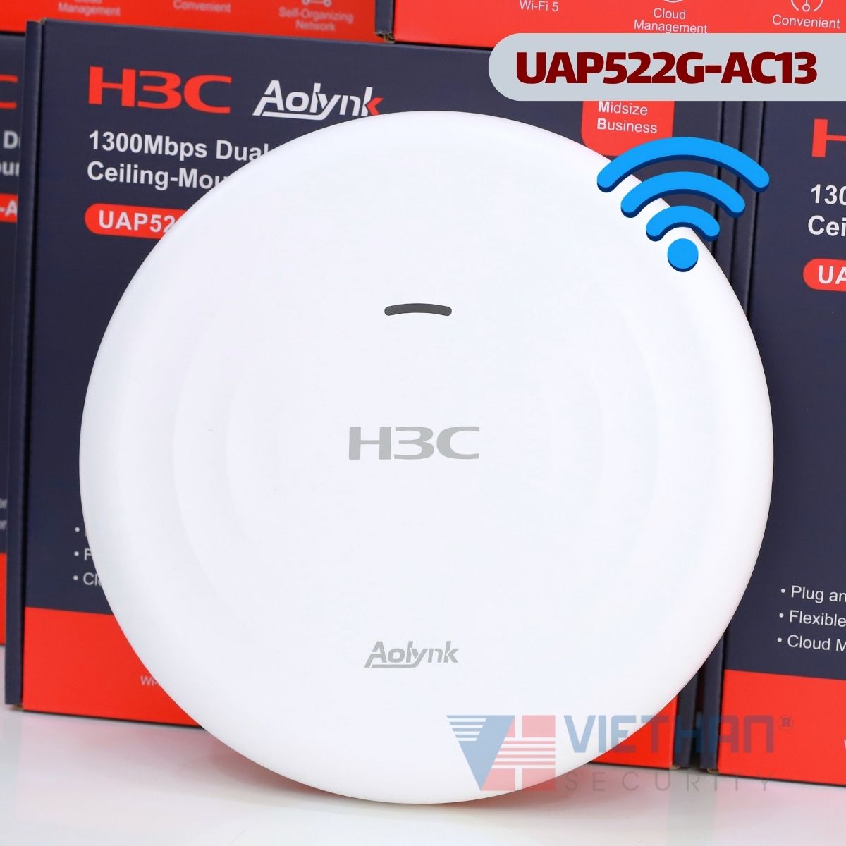 Bộ phát Wifi ốp trần H3C Aolynk UAP522G-AC13 Wi-Fi 5, Tốc Độ 1267Mbps AC1300, Hỗ Trợ 80 User, PoE