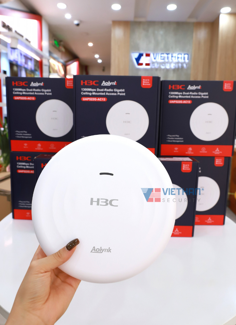 Bộ phát Wifi ốp trần H3C Aolynk UAP522G-AC13 Wi-Fi 5, Tốc Độ 1267Mbps AC1300, Hỗ Trợ 80 User, PoE