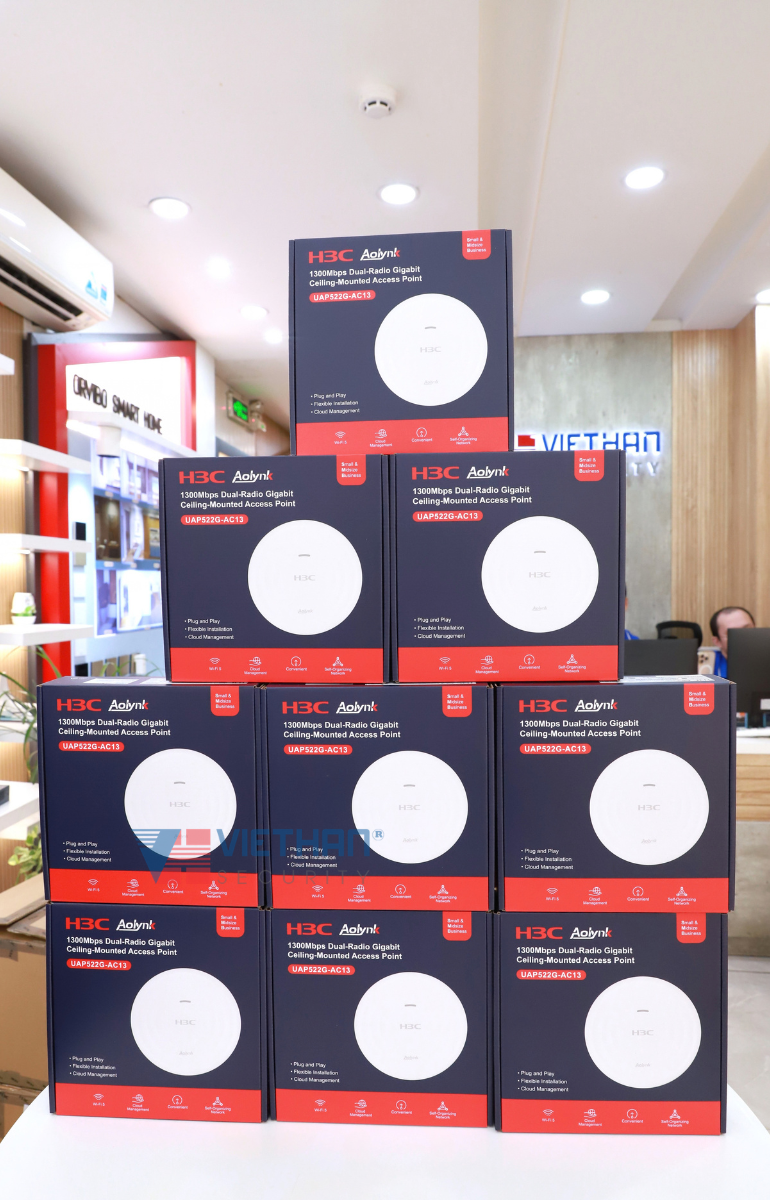 Bộ phát Wifi ốp trần H3C Aolynk UAP522G-AC13 Wi-Fi 5, Tốc Độ 1267Mbps AC1300, Hỗ Trợ 80 User, PoE