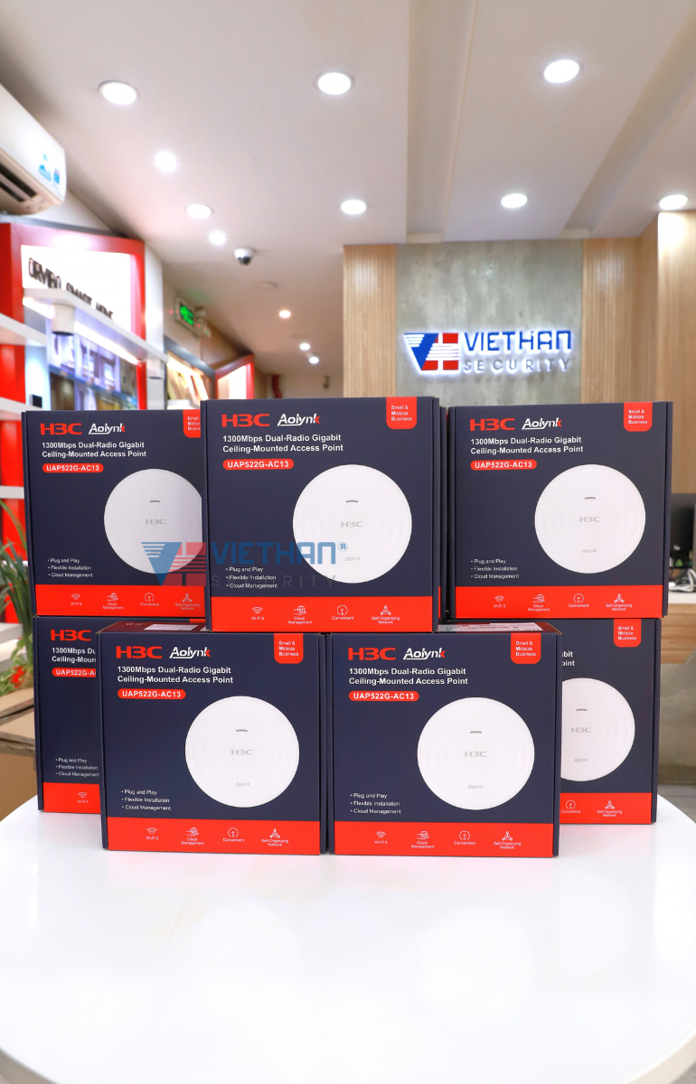 Bộ phát Wifi ốp trần H3C Aolynk UAP522G-AC13 Wi-Fi 5, Tốc Độ 1267Mbps AC1300, Hỗ Trợ 80 User, PoE