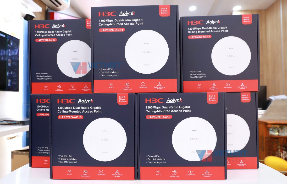 Bộ phát Wifi ốp trần H3C Aolynk UAP522G-AC13 Wi-Fi 5, Tốc Độ 1267Mbps AC1300, Hỗ Trợ 80 User, PoE