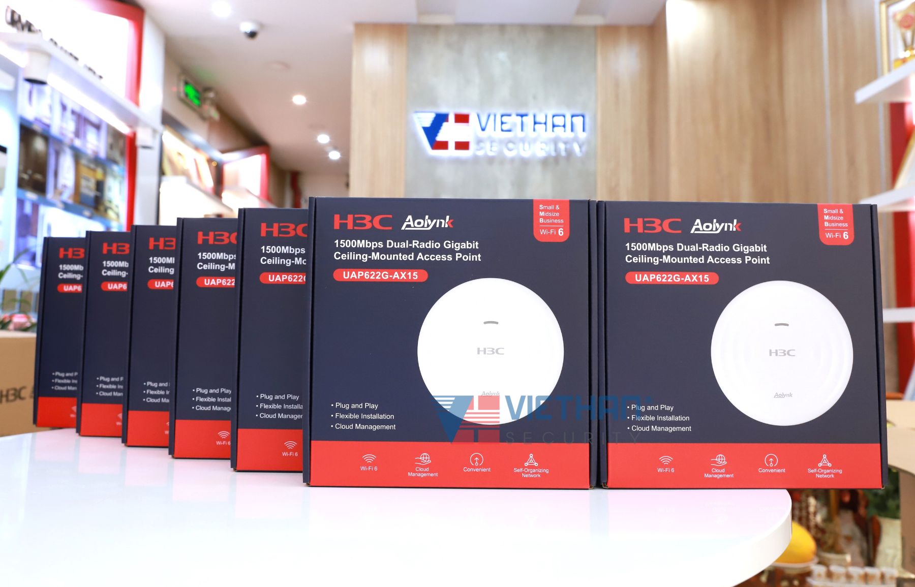 Access Point H3C Aolynk UAP622G-AX15 Tốc Độ 1500Mbps, Quản Lý Cloud, Wi-Fi 6 2 Băng tần, Cấp Nguồn PoE