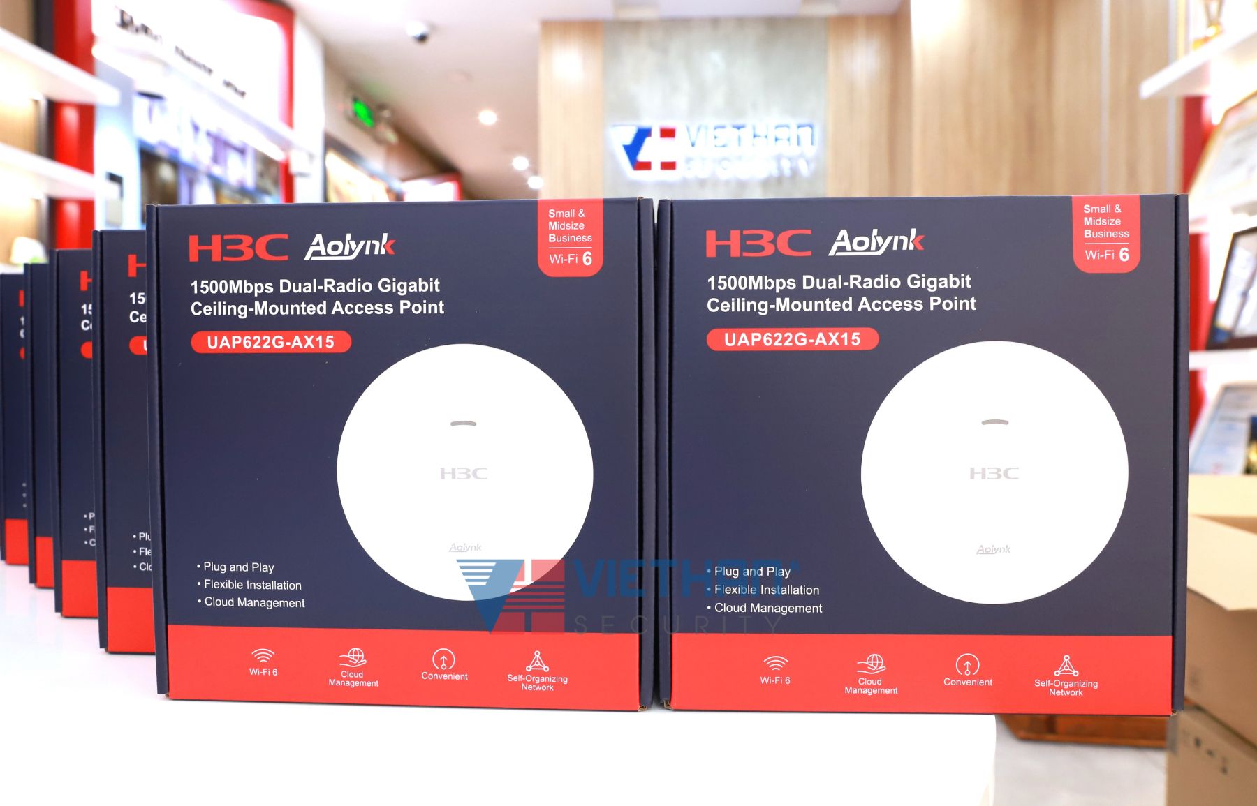 Access Point H3C Aolynk UAP622G-AX15 Tốc Độ 1500Mbps, Quản Lý Cloud, Wi-Fi 6 2 Băng tần, Cấp Nguồn PoE