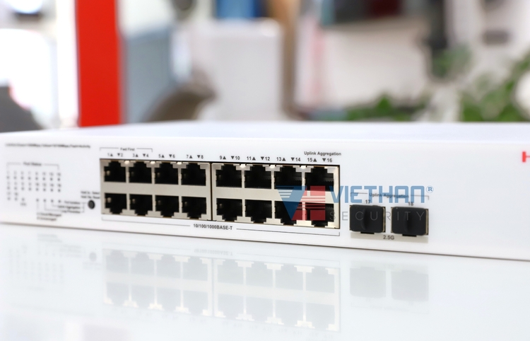 Switch PoE+ Managed H3C Aolynk US110-16G2MF 16 cổng LAN Gigabit & 2 cổng SFP, PoE 225W, Chống sét 6KV
