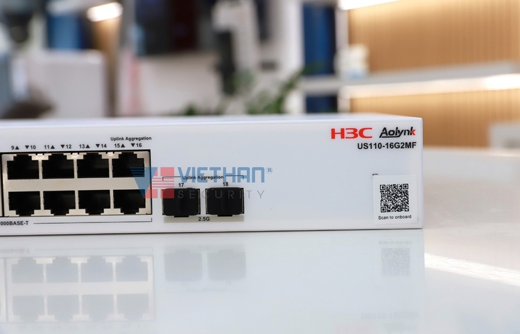 Switch PoE+ Managed H3C Aolynk US110-16G2MF 16 cổng LAN Gigabit & 2 cổng SFP, PoE 225W, Chống sét 6KV