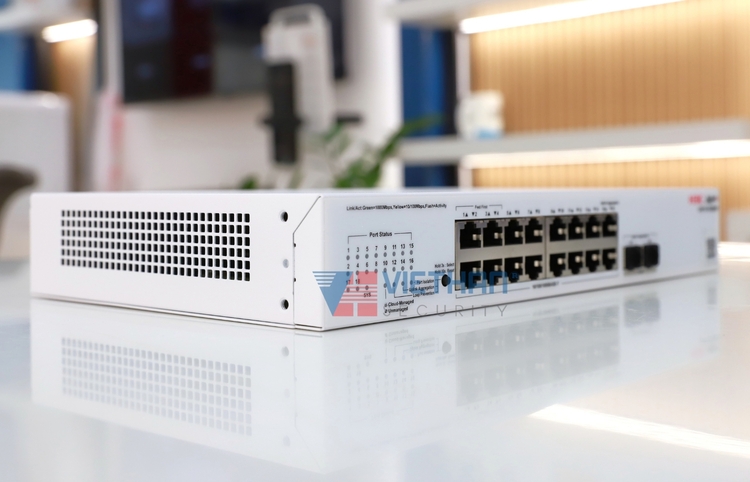 Switch PoE+ Managed H3C Aolynk US110-16G2MF 16 cổng LAN Gigabit & 2 cổng SFP, PoE 225W, Chống sét 6KV