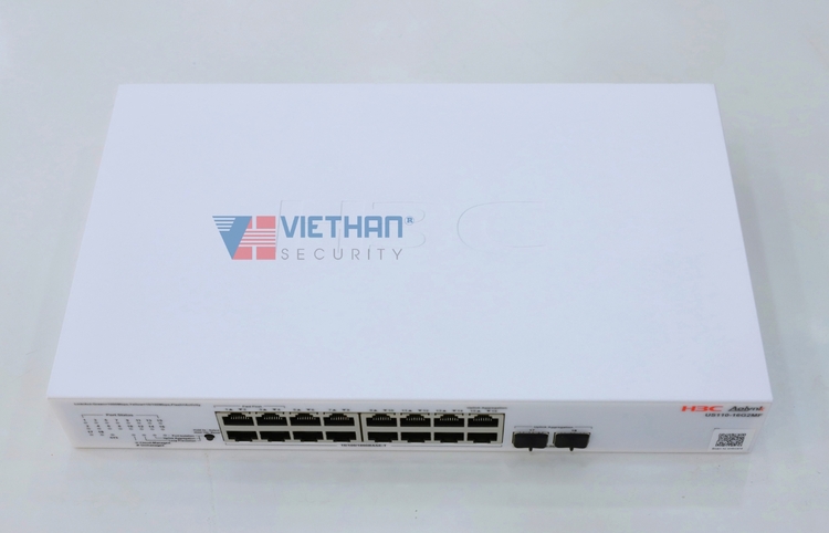 Switch PoE+ Managed H3C Aolynk US110-16G2MF 16 cổng LAN Gigabit & 2 cổng SFP, PoE 225W, Chống sét 6KV