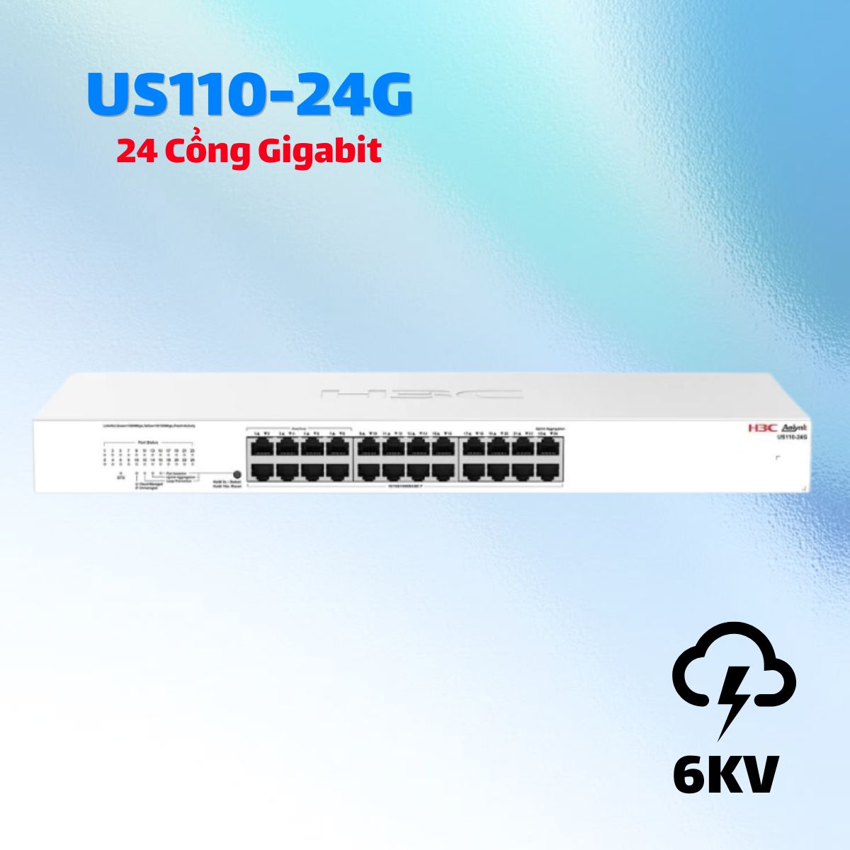 Switch Managed 24 Cổng Gigabit H3C AOLYNK US110-24G Băng thông 48Gbps, Quản Lý Cloud, VLAN, LACP