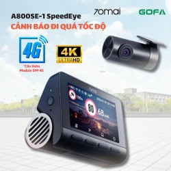 Camera hành trình cảnh báo tốc độ 70mai A800SE-1 SpeedEye Ghi hình 4K, cam sau 1080P, Hỗ trợ kết nối thêm modul 4G (Cam trước + sau)