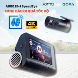 Camera hành trình cảnh báo tốc độ 70mai A800SE-1 SpeedEye Ghi hình 4K, cam sau 1080P, Hỗ trợ kết nối 4G (Cam trước + sau)