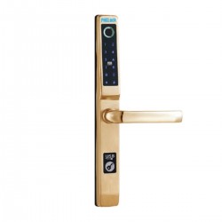 Khóa tay gạt cửa nhôm thẻ MI, mật mã, vân tay, chìa khóa cơ PHGLock FP5293 màu vàng